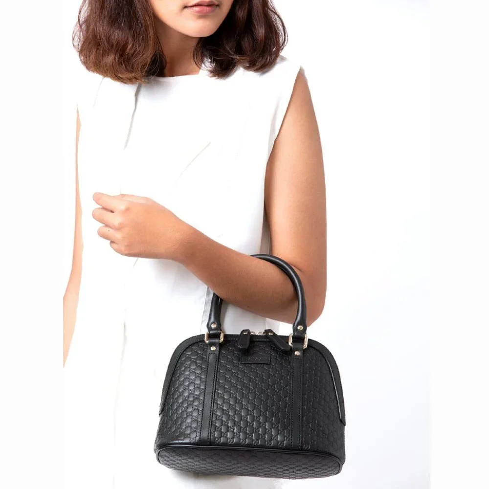 NEW GUCCI MicroGuccissima GG Crossbody Black Leather Dome Bag Small $1,950